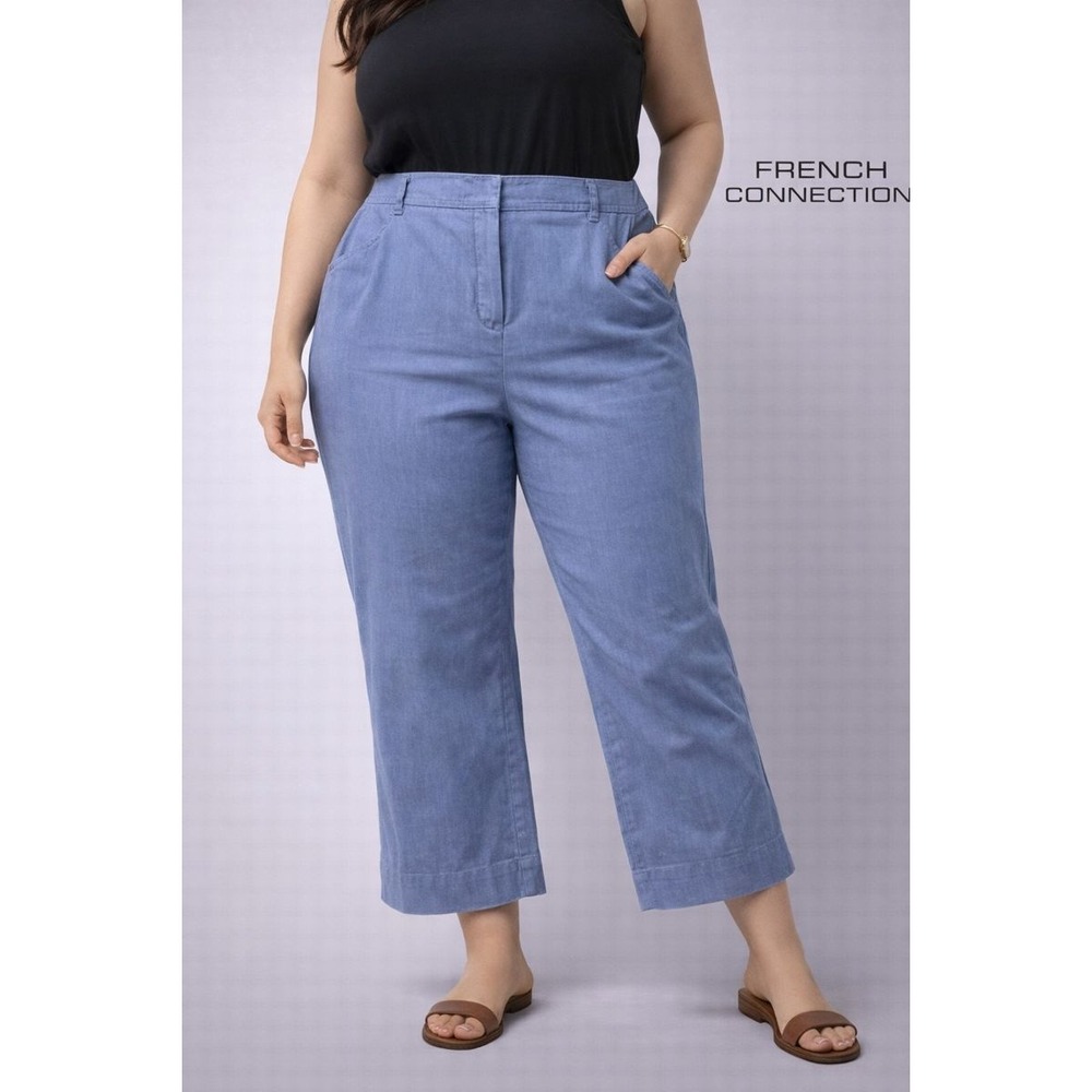 FRENCH CONNECTION Womens Size 10 Blue Denim Cropped Flare Leg Pants